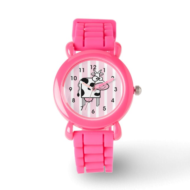 Montre Poster de animal de fille de vache souriante (Recto)