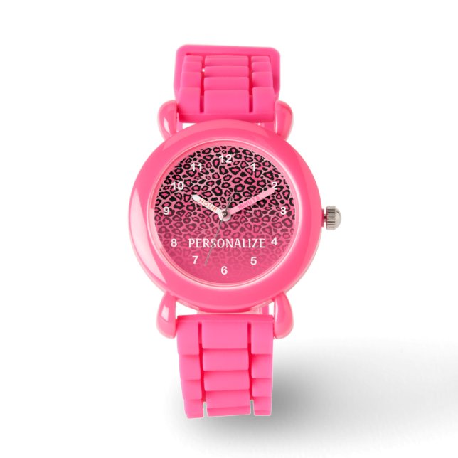 Montre Poster de animal léopard rose dégradant (Recto)