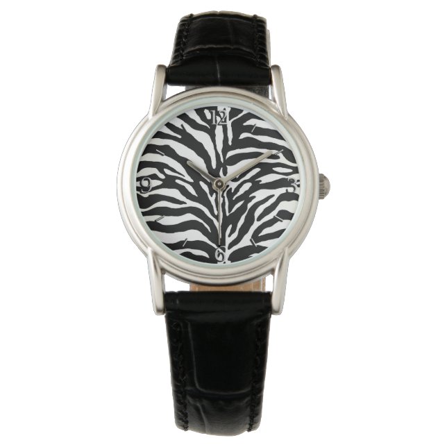Montre Poster de animal sauvage, Zèbre en noir et blanc (devant)