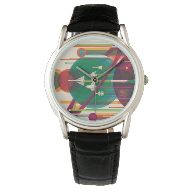 Montre Poster de Voyage Espace Rétro - Système Solaire Gr (devant)
