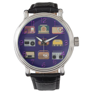 Montre postes radios rétro élégants musique dj vintage