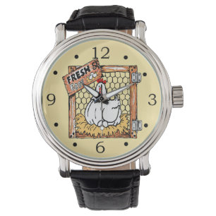 Montre Poule avec des agriculteurs d'oeufs