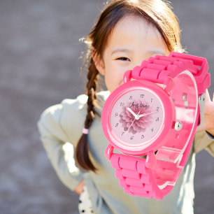 Montre pour enfants avec bracelet à paillettes ros
