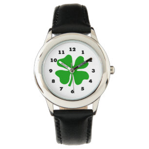 Montre pour enfants avec quatre feuilles de trèfle