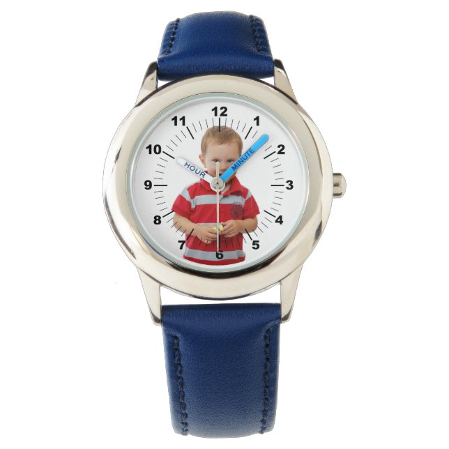 Montre pour enfants - Personnalisé - Numéroté bleu (devant)