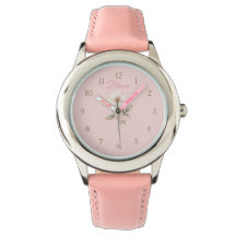 Montre pour femme à esthétique florale rose avec n