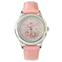 Montre pour femme à esthétique florale rose élégan
