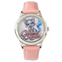 Montre pour filles de style Chat Chrome Diva