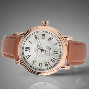 Montre pour Homme en Cuir Brun et Or Rose Luxe