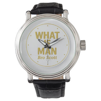 Montre pour hommes avec bracelet en cuir noir Bro