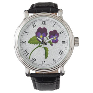 Montre pourpre de fleurs de pensée de jardin
