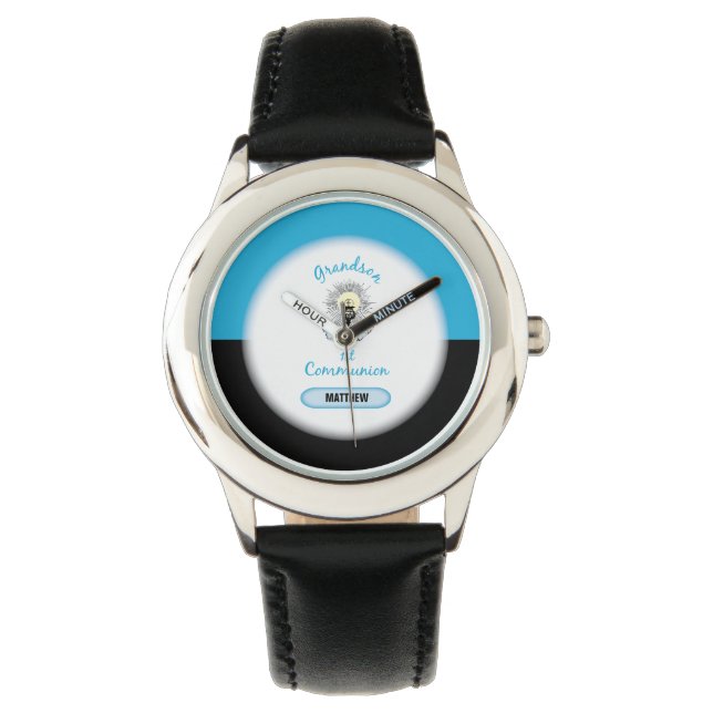 Montre Première communion de petit-fils, tasse bleue (devant)