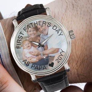 Montre Première Fête des pères en Papa Photo personnalisé