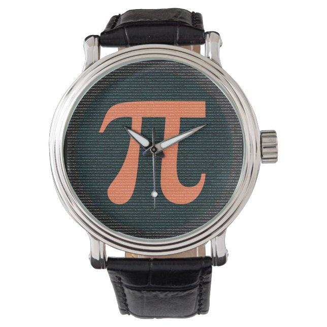 Montre Premiers 10 000 chiffres de Pi en bleu et orange (devant)