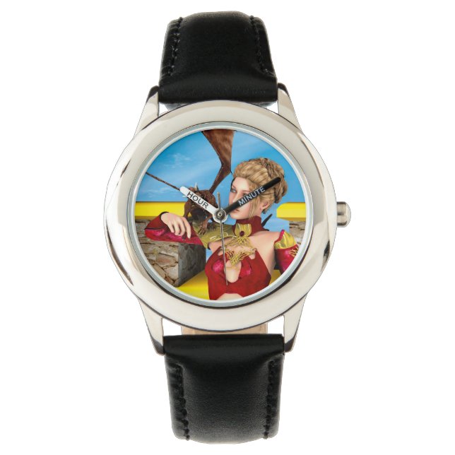 Montre Princesse Dragon Fantastique Art Numérique (devant)