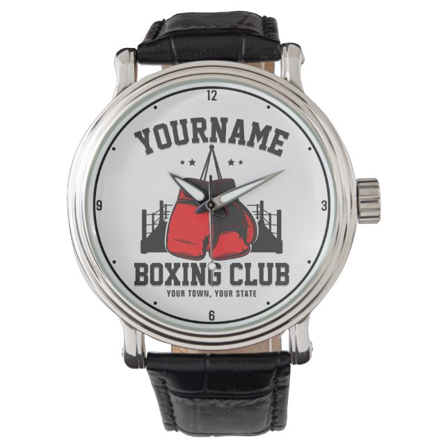 Montre Pro Boxer AJOUTER NOM Gants rouges Boxer Ring Trai (devant)