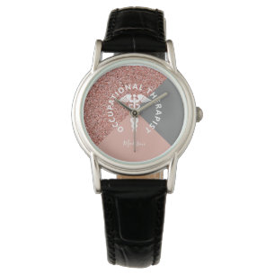 Montre Professionniste Rose diplômé Nom Or