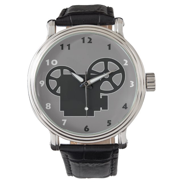 MONTRE PROJECTEUR DE FILM RÉTRO NOIR ET BLANC (devant)