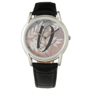 Montre Projections de feuilles de rose en or sur personna