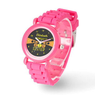Montre Promu à grand nom de soeur jaune orange