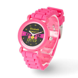 Montre Promu à grand nom de soeur jaune rose