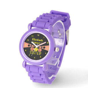 Montre Promu à grande soeur nom pêche jaune