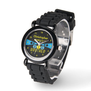 Montre Promu au nom de grand frère jaune bleu