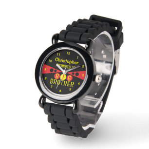 Montre Promu au nom de grand frère jaune rouge