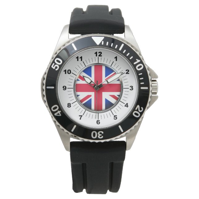 Montre Protecteur du drapeau britannique pour hommes Blac (devant)