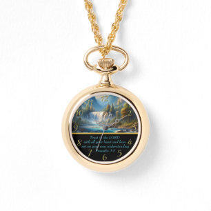 Montre Proverbes 3:5 Foi chrétienne moutain lac