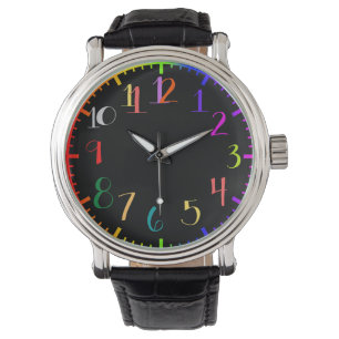 Montre psychédélique amusante avec des nombres col