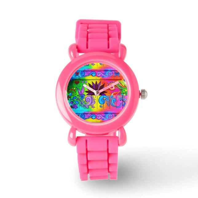 Montre psychédélique du poignet des années 70 supe (Recto)