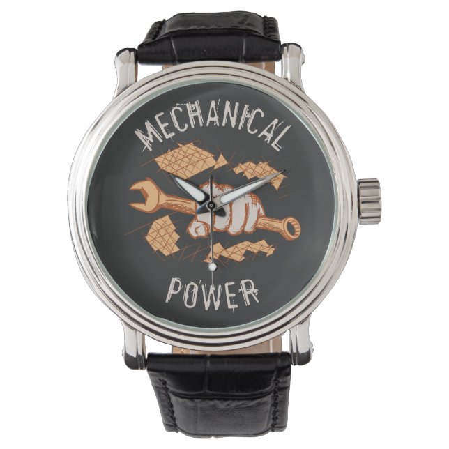 Montre Puissance mécanique. Brèche à vis à main/poing (devant)