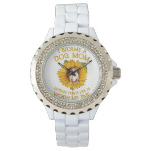 Montre Pulldog à l'intérieur du tournesol Un chien maman 