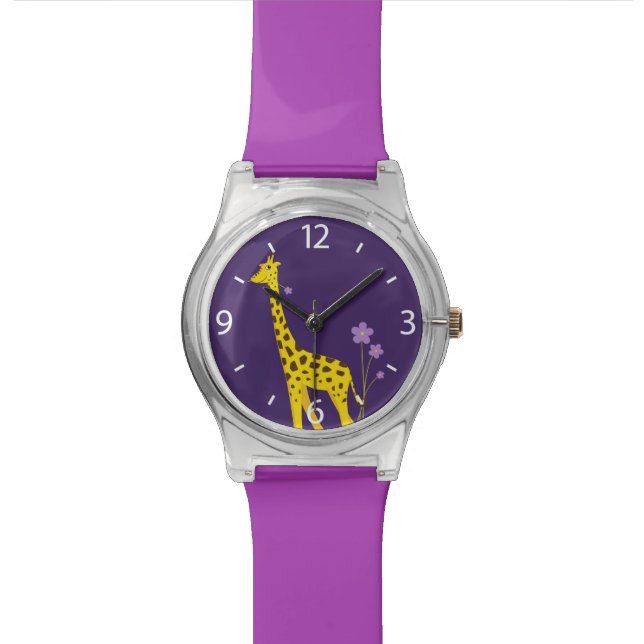 Montre Purple Funny Giraffe Roller Patinage pour enfants (Fermer)