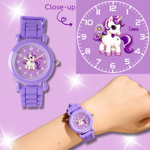 Montre Purple Unicorn Daisy Flower Girls