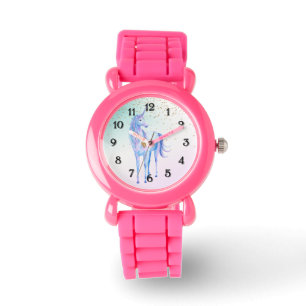 Montre Purple Unicorn Gold Parties scintillant Coeur