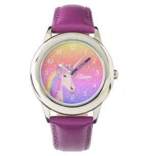 Montre Purple Unicorn Rainbow Parties scintillant personn