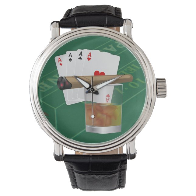 Montre Quatre As, Un Verre et Un Cigar (devant)