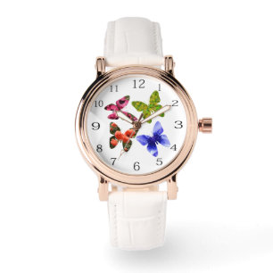 Montre Quatre Papillons Fleurs, Grande Unisex