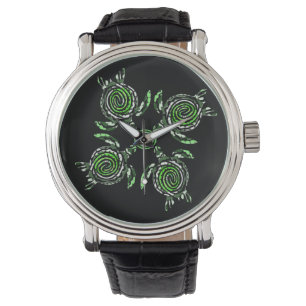 Montre Quatre Tortues Vertes Dot Art,