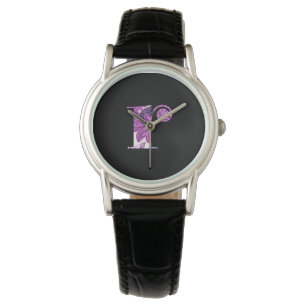 Montre R Monogramme Floral Bleu Violet