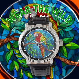 Montre "Radiance Tropicale" - Macaw en Verre Coloré