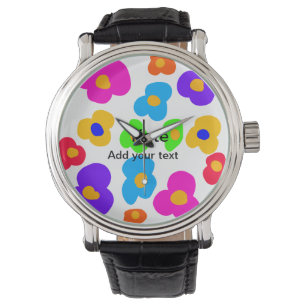 Montre Rainbow flower pride amour ajouter nom texte lqbtq