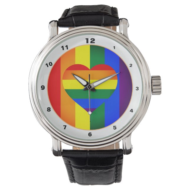 Montre Rainbow Heart & Pride Rainbow Flag fashion / LGBT (devant)