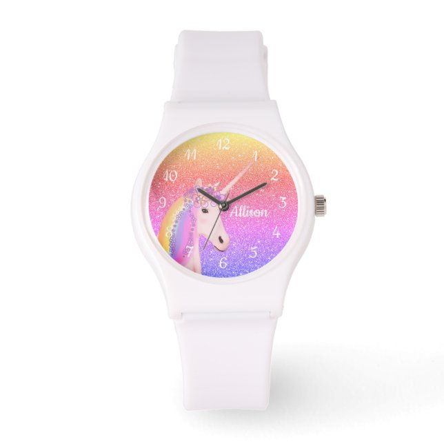 Montre Rainbow Unicorn Parties scintillant femmes personn (Recto)