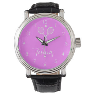 Montre Raquettes de tennis et boule rose profond