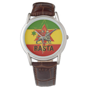 Montre Rasta Lion de Juda Rouge Or Vert Design