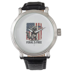 Montre Raton laveur patriotique sauvage et libre Chemise