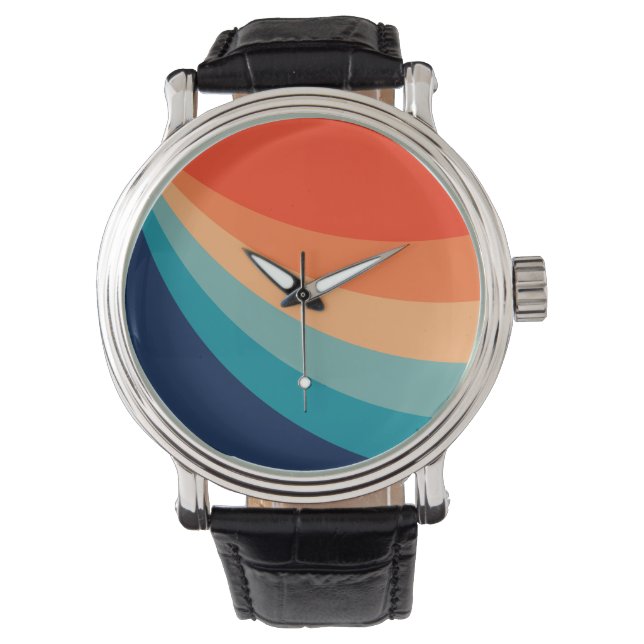 Montre Rayons solaires rétro colorés (devant)